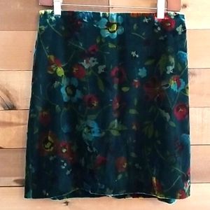 Loft Velvet Floral Print Skirt NWT